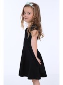 Girls\' dress with thin straps, black NDZ8494 - Online store - Boutique